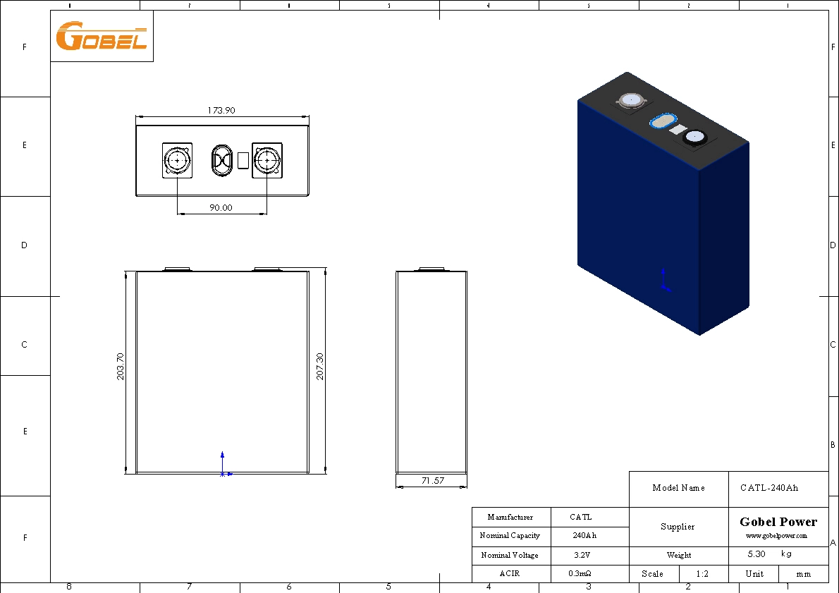 CATL 3.2V 240Ah LiFePO4 Lithium Battery Cell