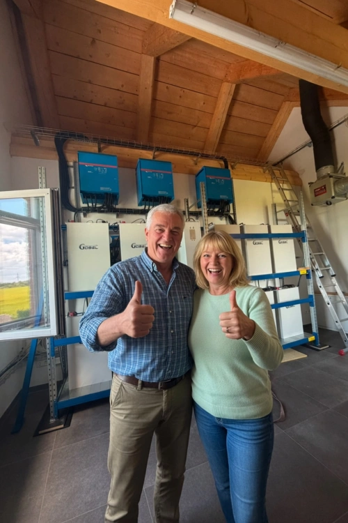 German couple deploying Gobel Power battery in their off-grid room