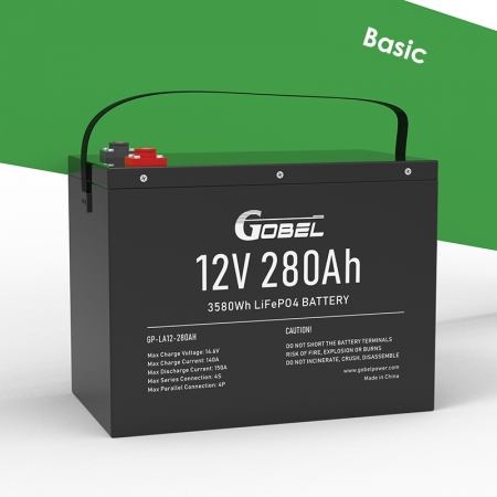 12V 280Ah LiFePO4 Battery GP-LA12-280AH Basic Deep Cycle Battery 3.5kWh Energy