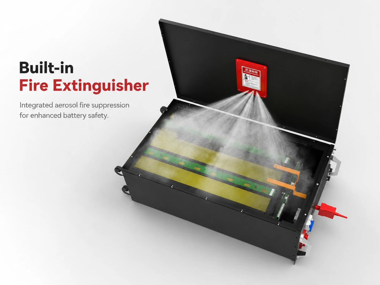 GP-SR1-JK314 front panel with built-in fire extinguisher indicator and BMS display