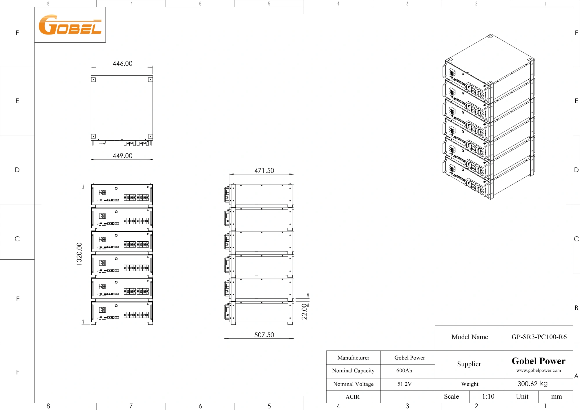 Gobel Power 51.2V 600Ah 30kWh Server Rack LiFePO4 Battery