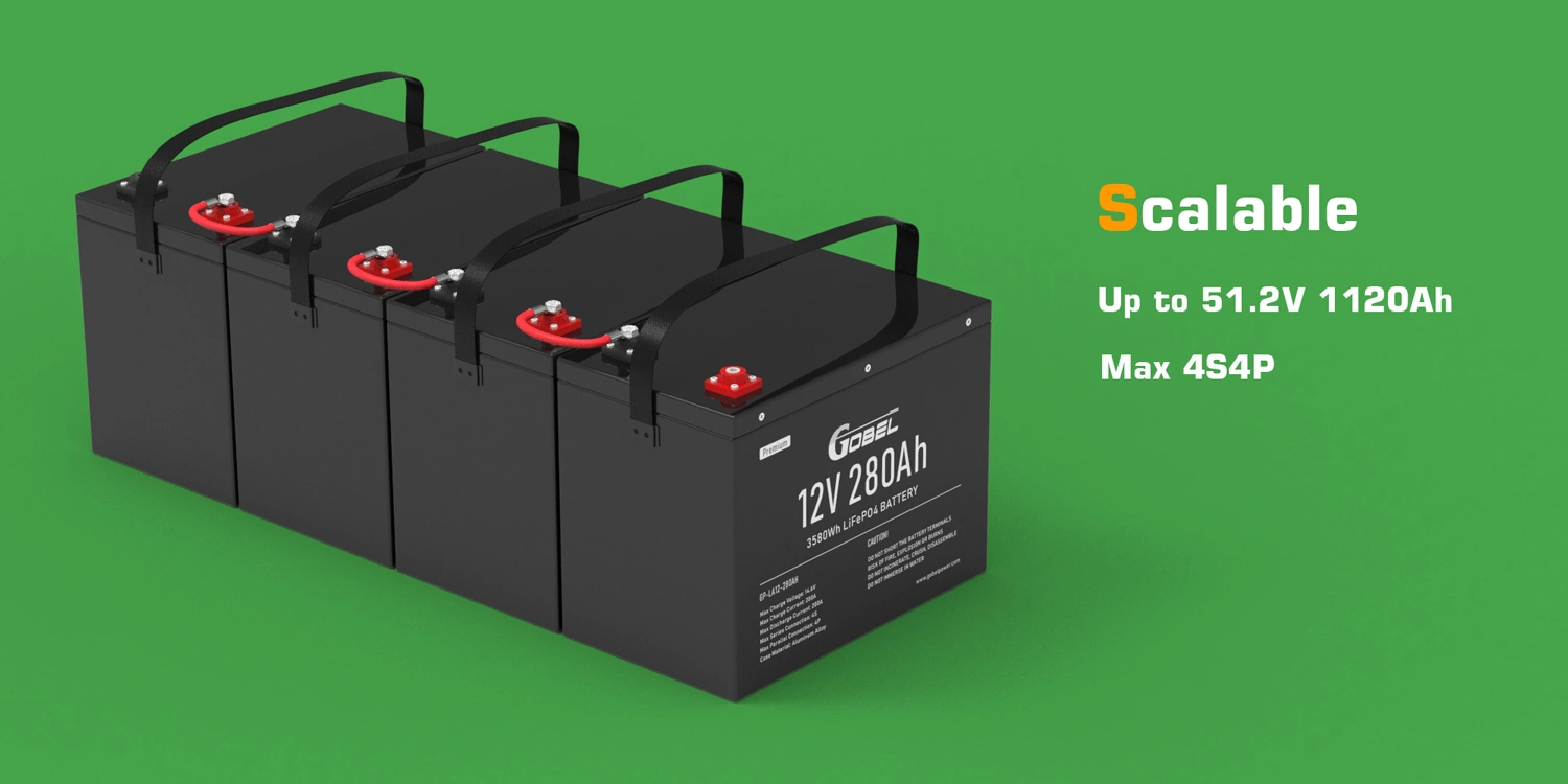 12V 280Ah LiFePO4 Battery, scalable, up to 51.2V 280Ah